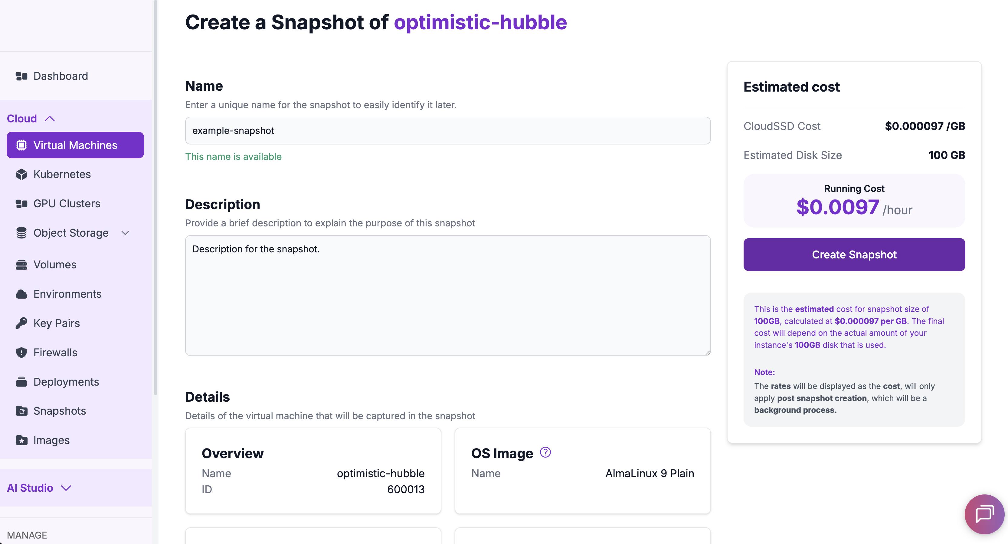 Change Flavor - Create Snapshot