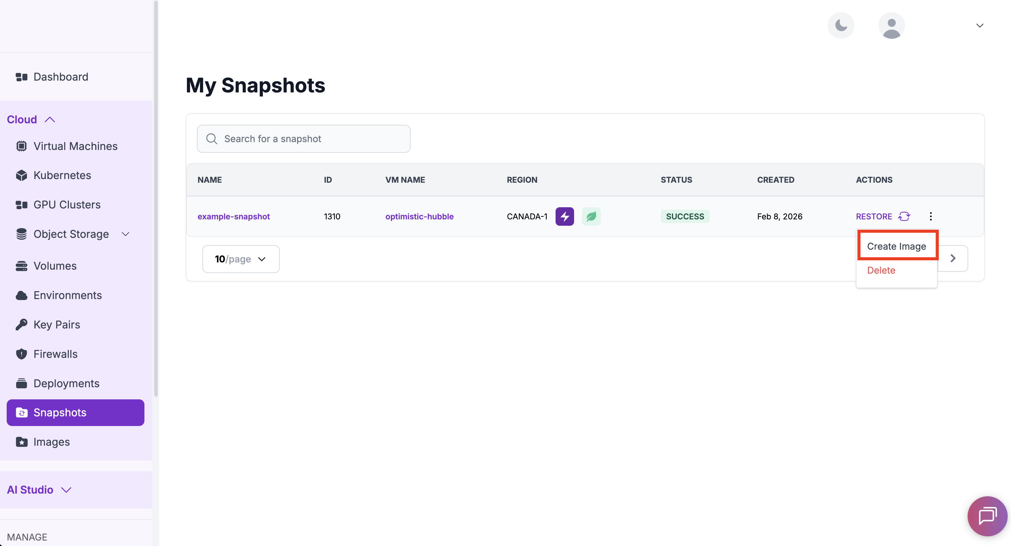 Change Flavor - Create Image from Snapshot