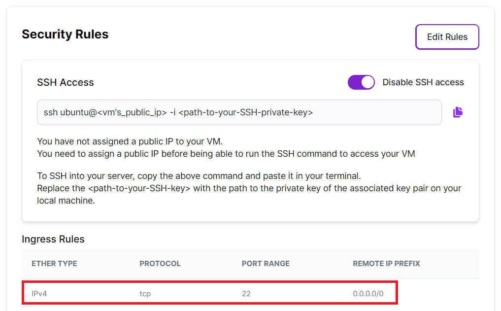 Enable SSH firewall rule after