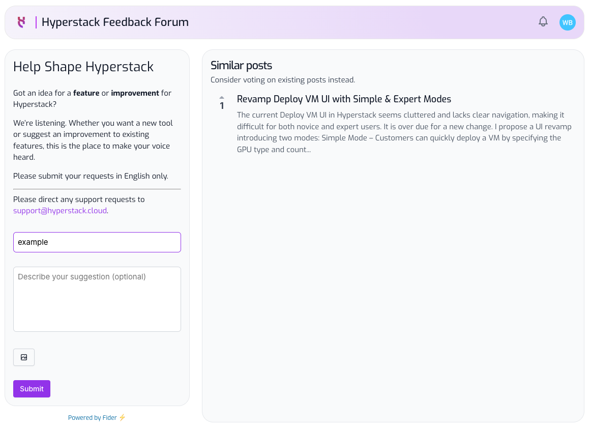 Hyperstack Feature Requests Page