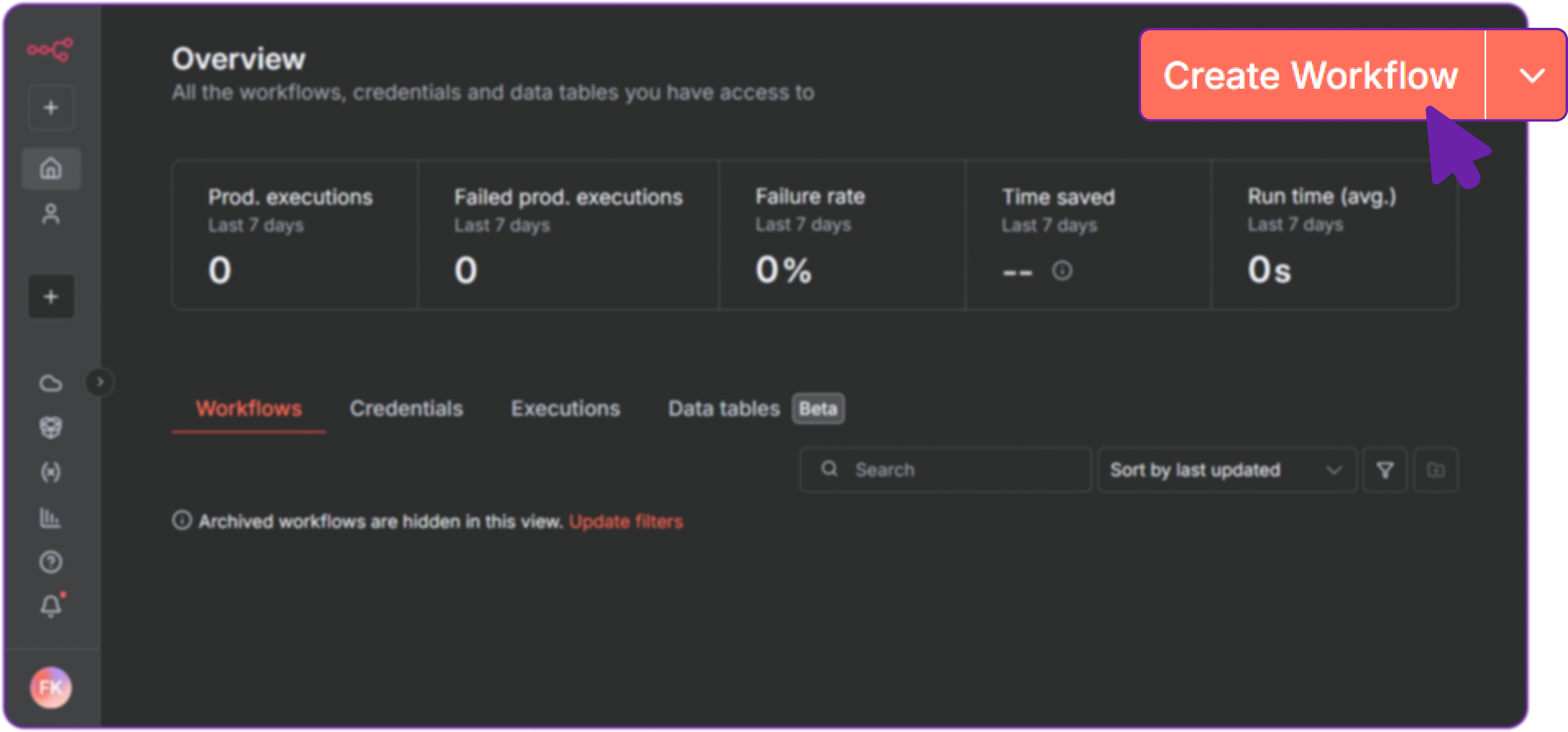 Create a new n8n workflow