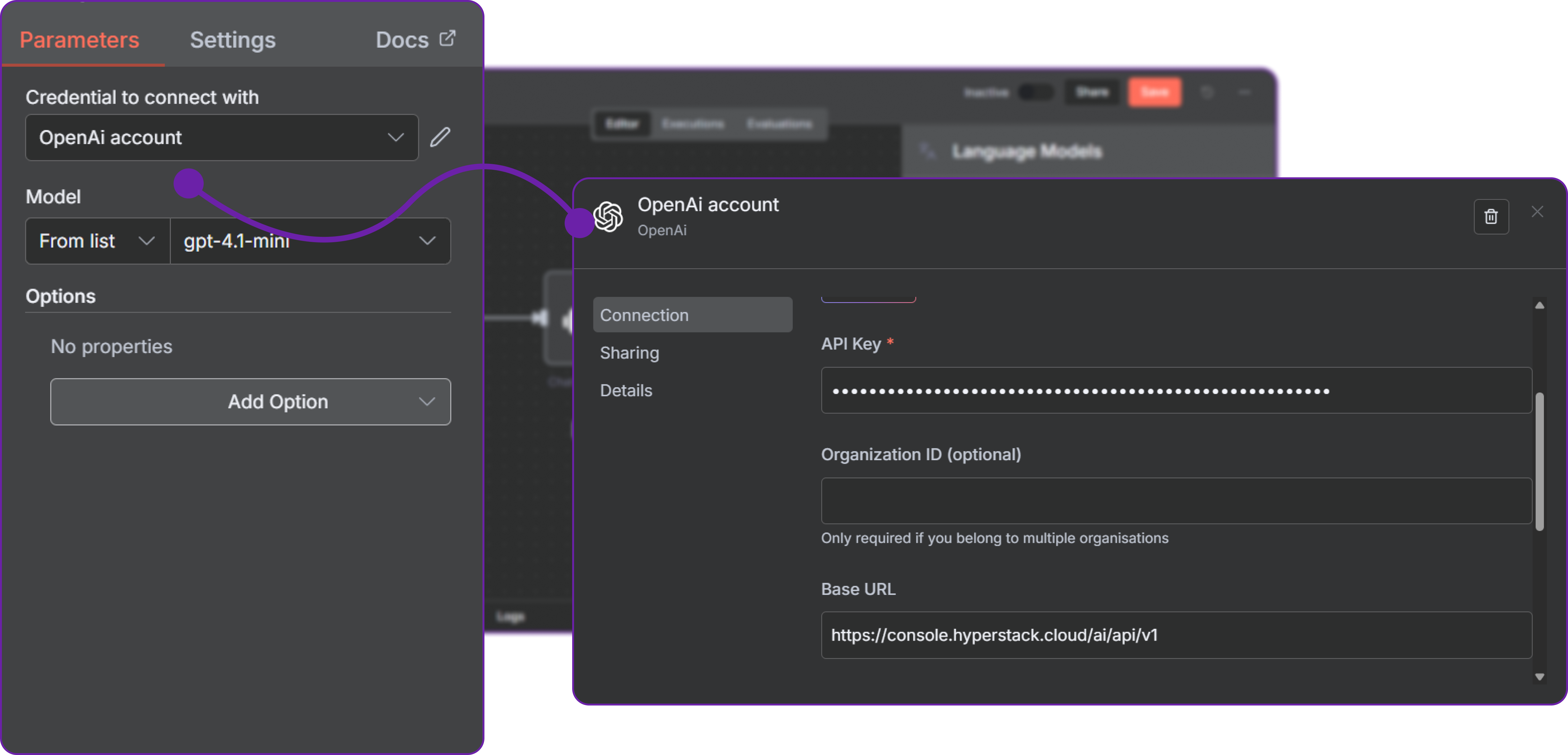 Configure OpenAI-compatible credentials in n8n