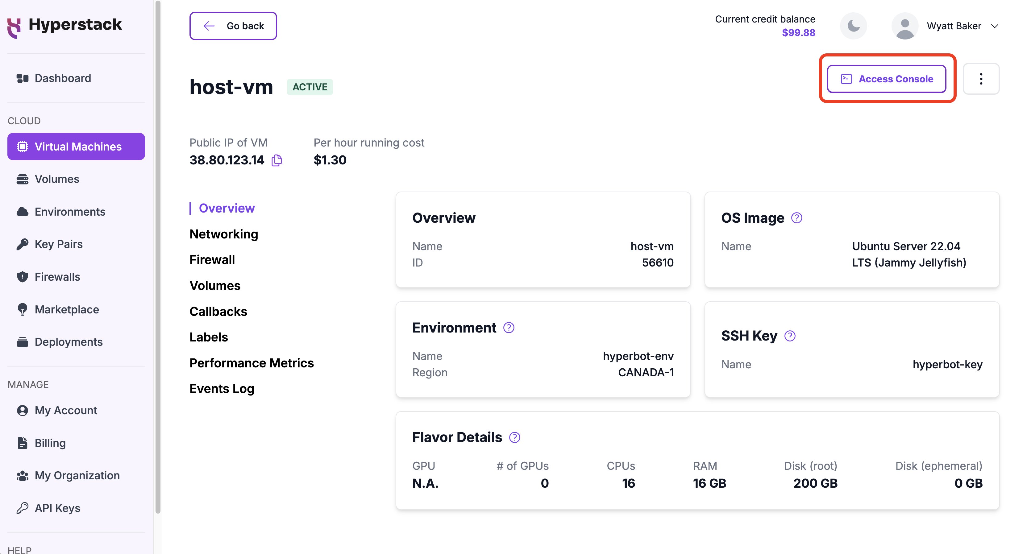 VNC Console VM Details