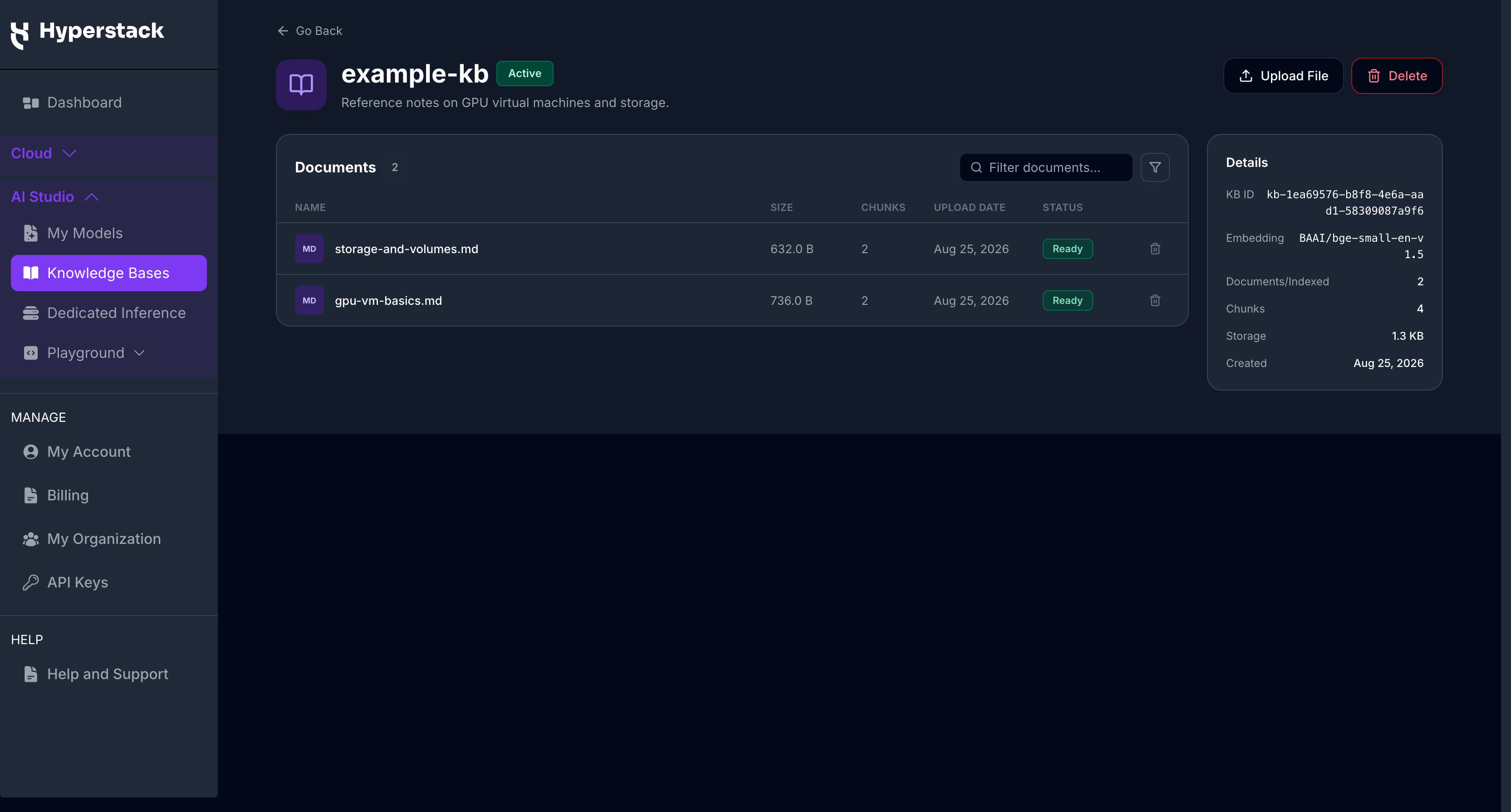 Knowledge Bases - Detail page