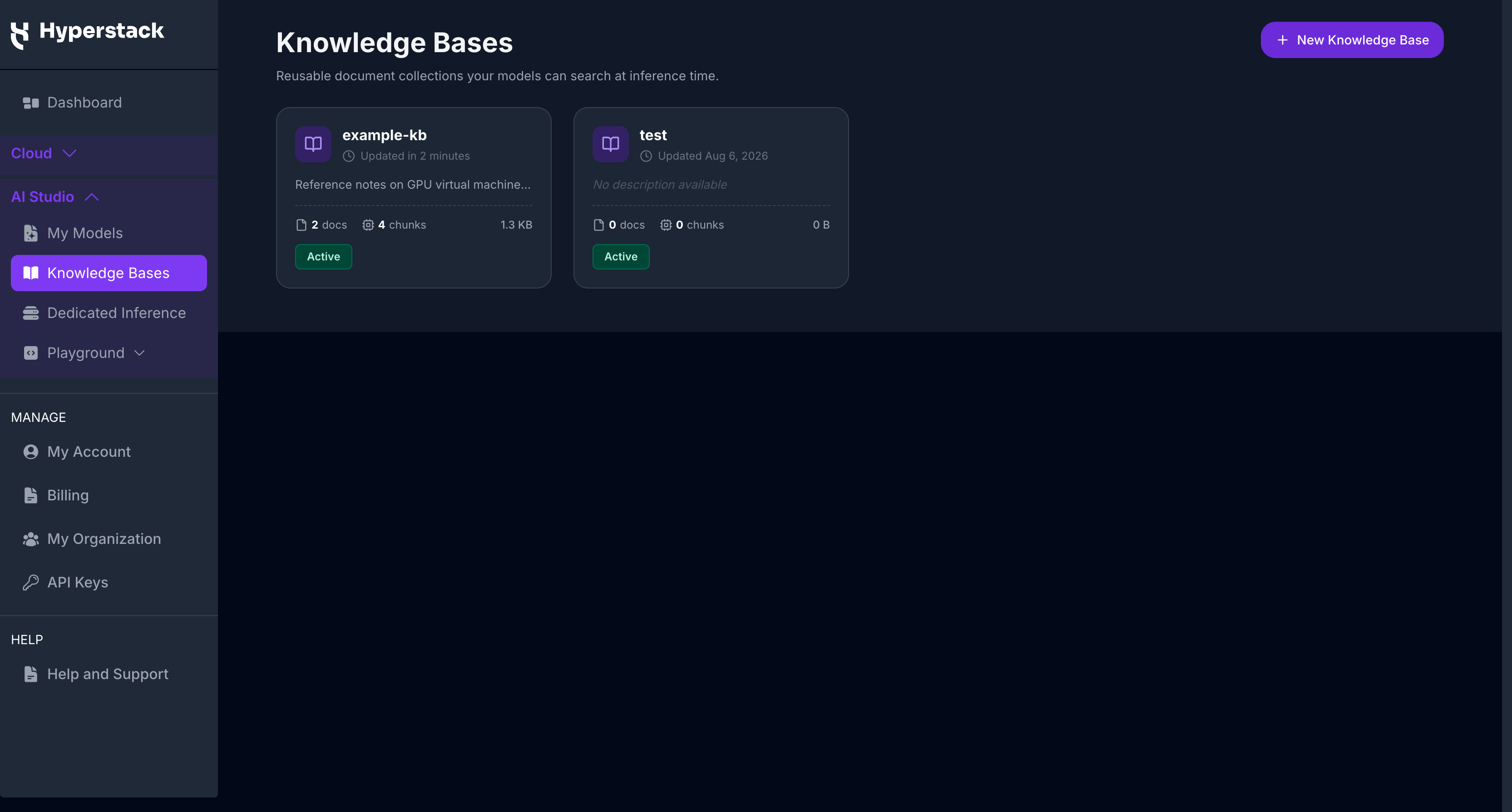 Knowledge Bases - List page