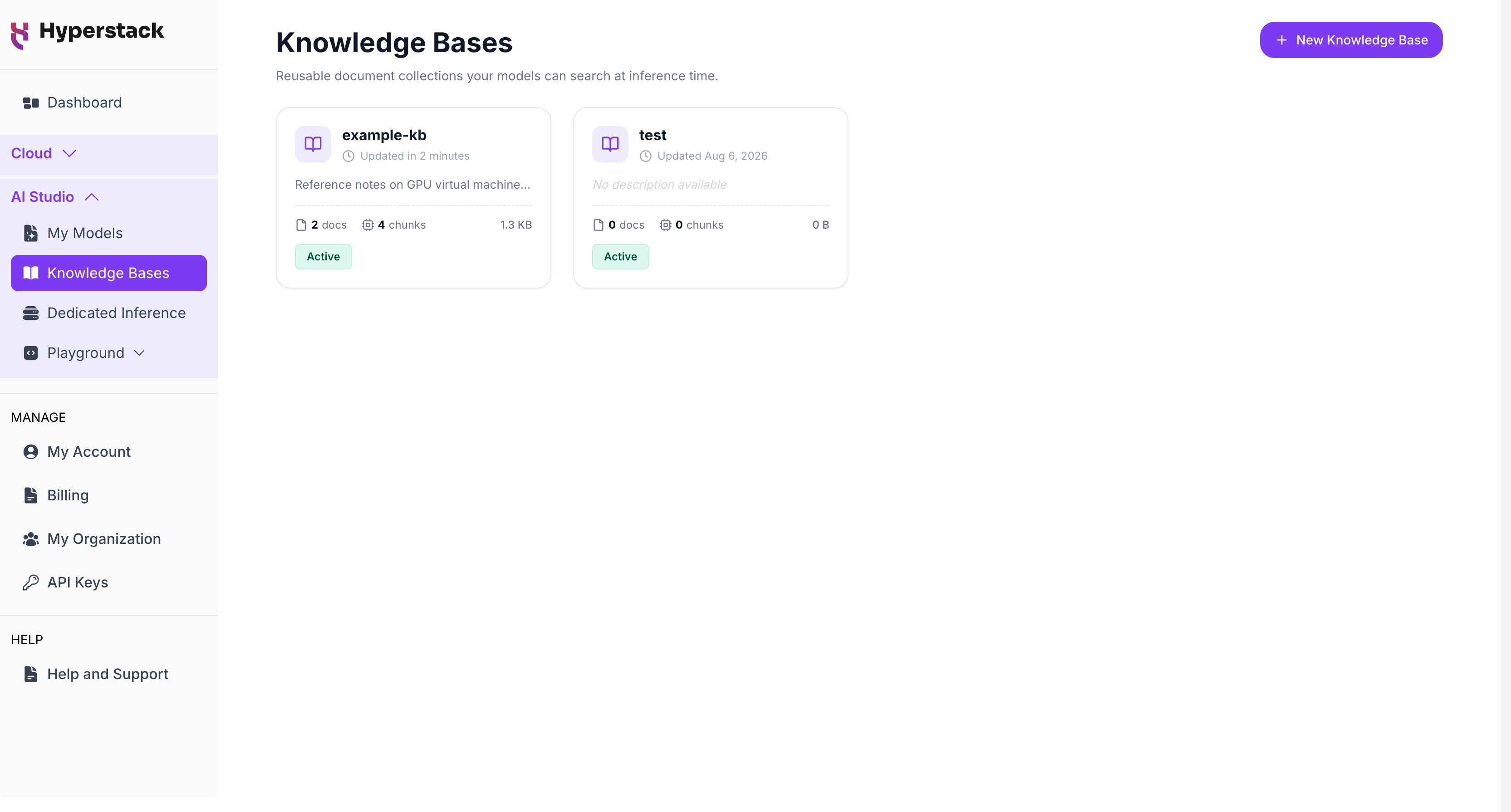 Knowledge Bases - List page
