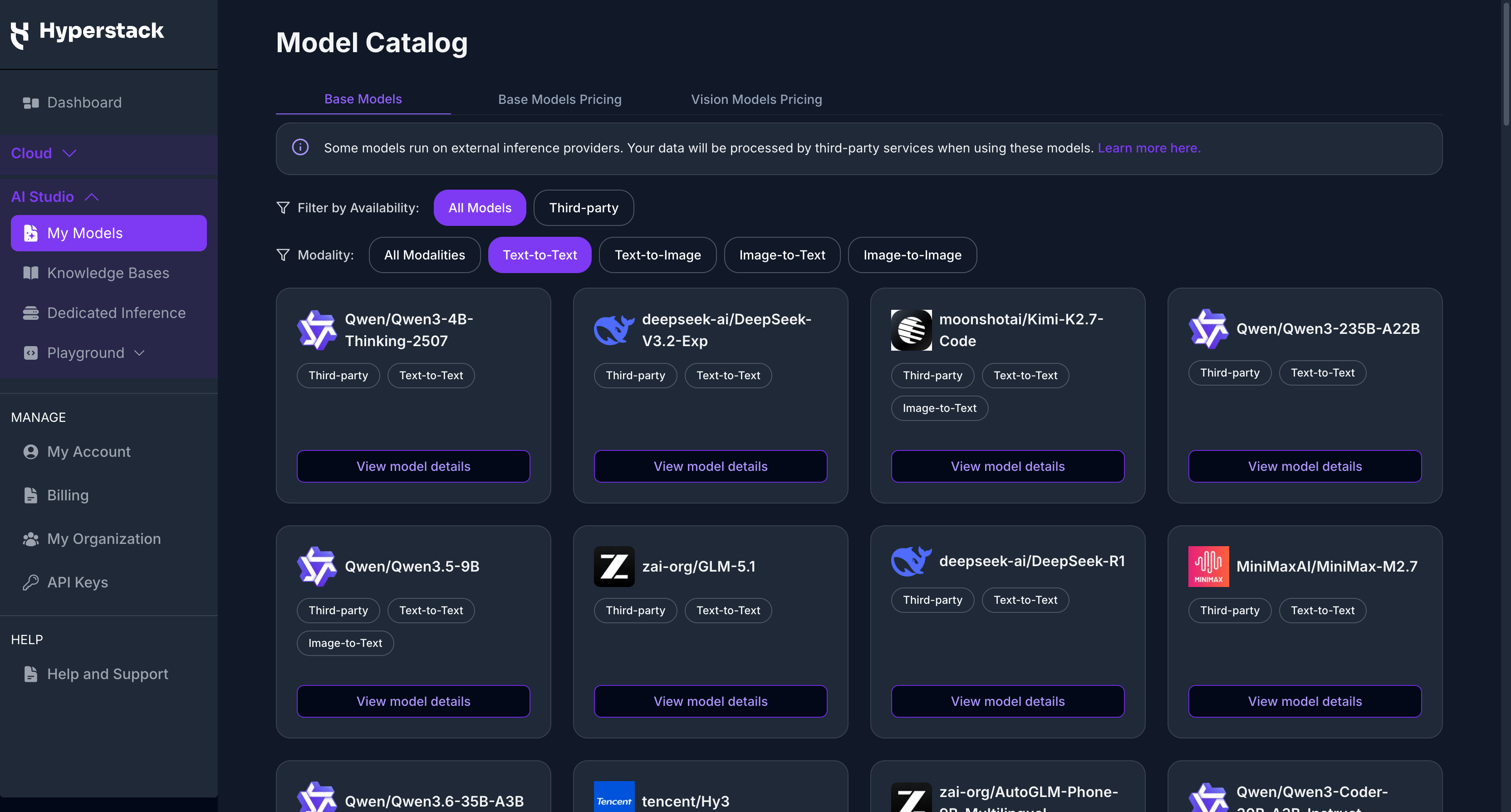 Model Catalog - Base Models