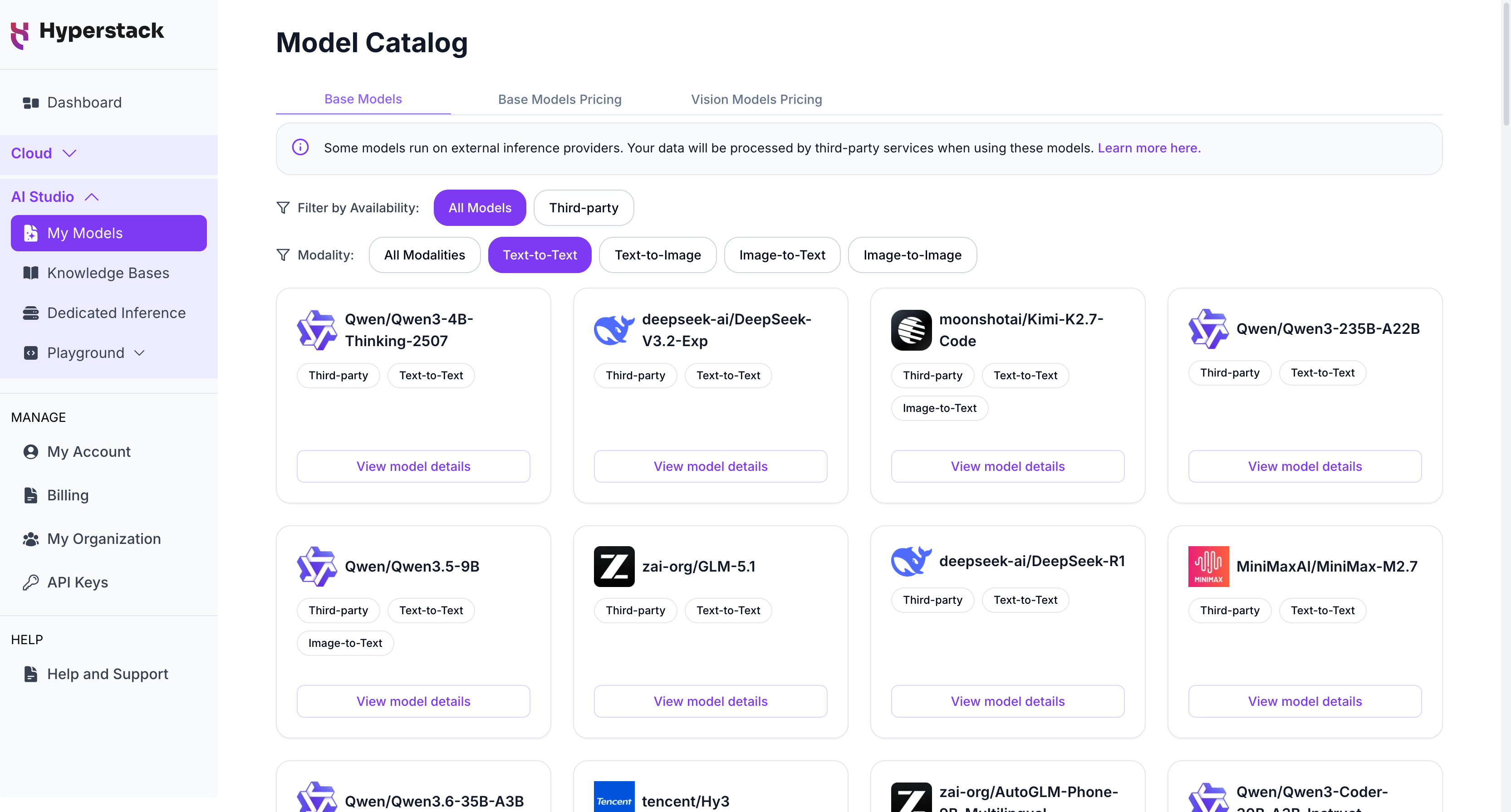 Model Catalog - Base Models